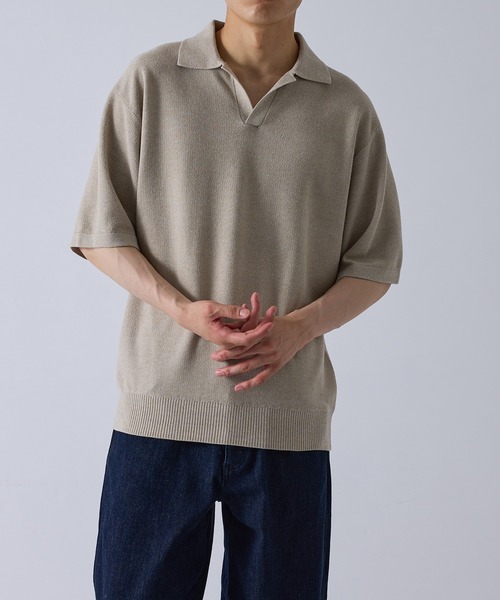 「LE CERCLE par rope'」 半袖ニット M グレー メンズ_画像4