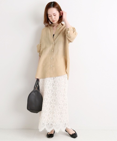 「IENA」 長袖シャツ 38 ブラウン レディース_画像4