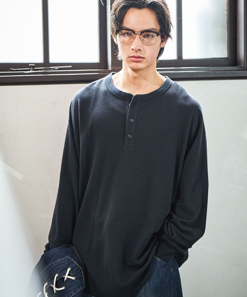 niko and…（ニコアンド） ヘンリーネック tシャツ USAコットンワッフル