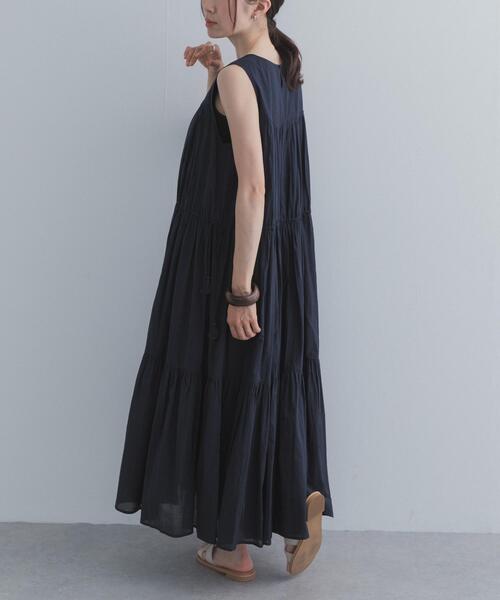 ánuans ノースリーブ ティアードワンピース ブラック F URBAN RESEARCH DOORS（アーバンリサーチドアーズ） ワンピース