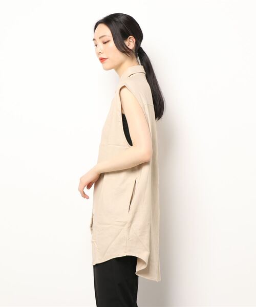 STYLEBLOCK ブラウス シャツ リネンブレンドノースリーブ