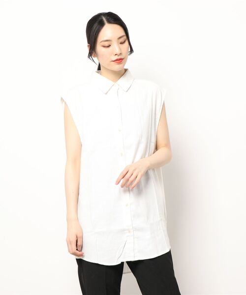 STYLEBLOCK ブラウス シャツ リネンブレンドノースリーブ
