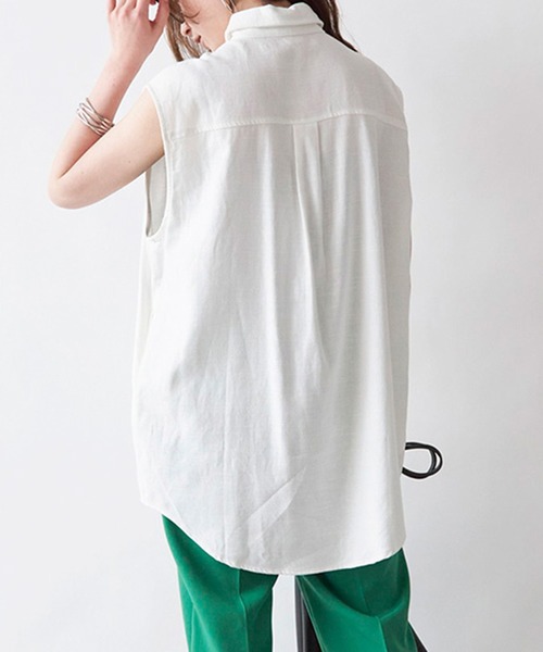 STYLEBLOCK ブラウス シャツ リネンブレンドノースリーブ