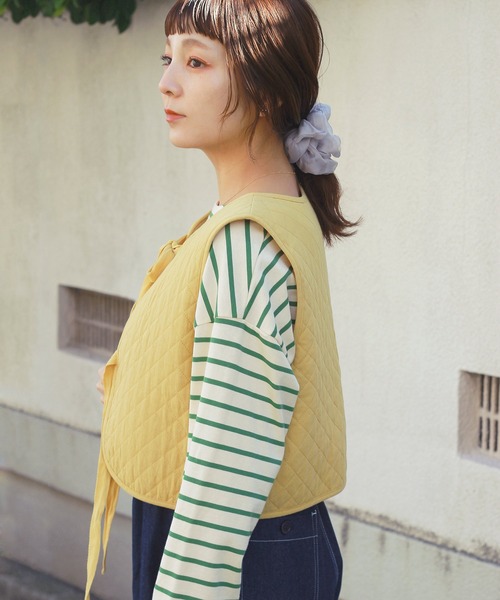 Crisp（クリスプ） ベスト ジレ キルティングリボンベスト レディース