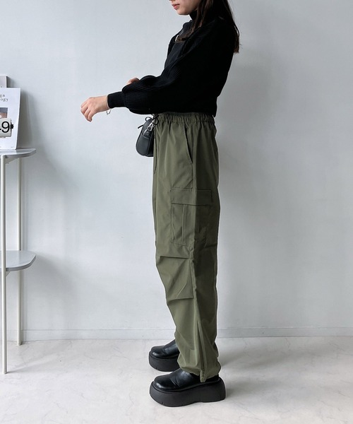 12closet 新品・未使用品【洗える】高機能カーゴパンツ カーキ AS KNOW AS（アズノゥアズ） カーゴパンツ タック ミリタリーカーゴ