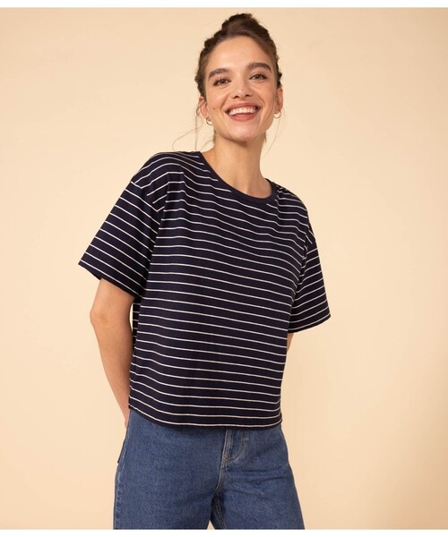 tシャツ ボクシーボーダー半袖Ｔシャツ レディース