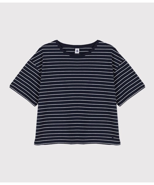 tシャツ ボクシーボーダー半袖Ｔシャツ レディース PETIT BATEAU tシャツ ボクシーボーダー半袖Tシャツ レディース