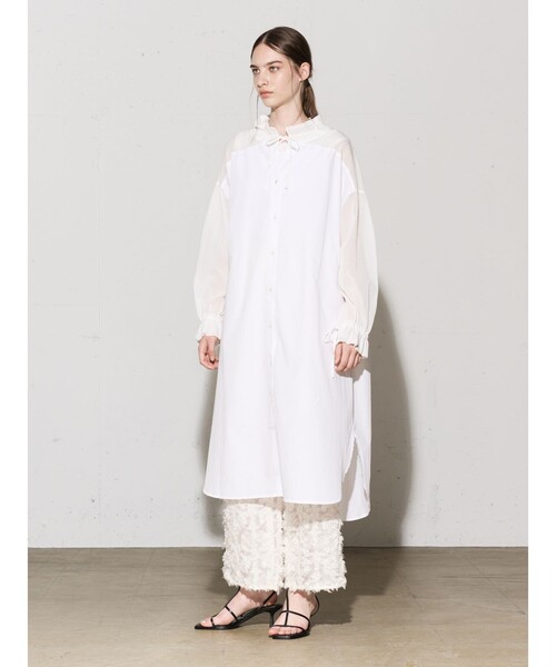 MIDIUMISOLID ワンピース for Ladies シアー切替シャツ