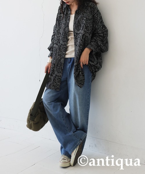 antiqua ブラウス シャツ ペイズリー柄シャツ レディース メンズ