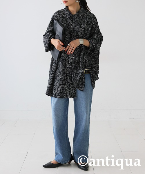 美品 昭和レトロ 60s～70s イタリア製 ペイズリー柄ブラウス シャツ 40 美品 昭和レトロ 60s～70s イタリア製 ペイズリー柄ブラウス