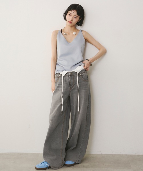 パンツ デニム ジーンズ ストライプ ワイド 7分丈 レディース lbjb11893.jpg