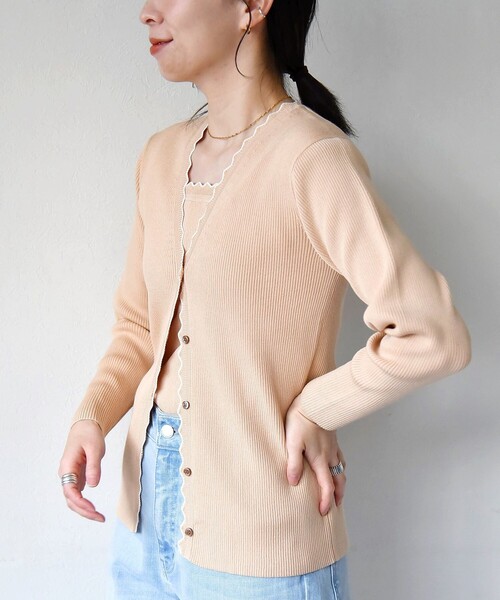 quaranciel カーディガン quaranciel:「手洗い可能」スカラップ