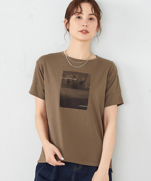 tシャツ PHOTO Tシャツ レディース COMME CA ISM tシャツ 速乾 フォトプリントTシャツ レディース