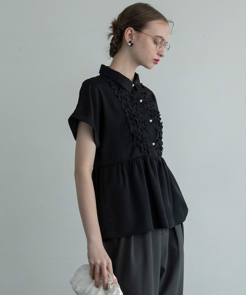 BONLECILL noir ブラウス シャツ 「BONLECILL noir」フレンチスリーブ