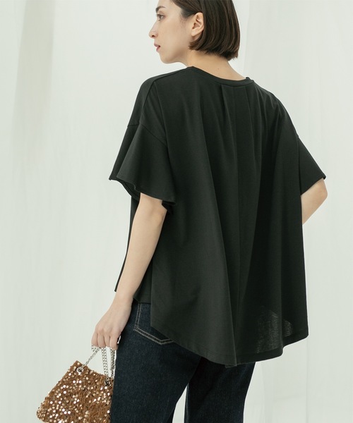 OPAQUE.CLIP tシャツ フリルスリーブカットソー「洗濯機洗い可