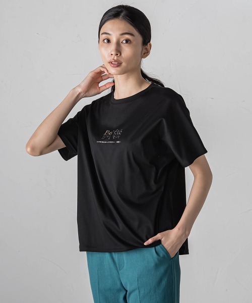 la.f tシャツ 箔プリントロゴTシャツ「手洗い可能/吸水速乾