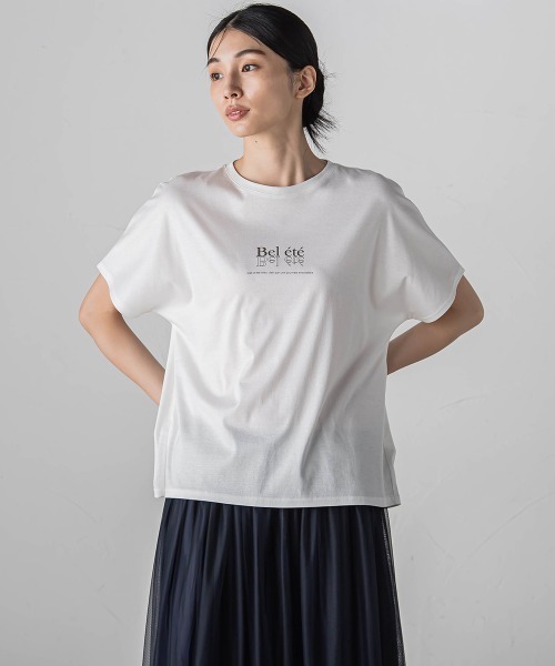 箔プリントロゴTシャツ≪手洗い可能/吸水速乾/接触冷感≫ la.f tシャツ 箔プリントロゴTシャツ「手洗い可能/吸水速乾