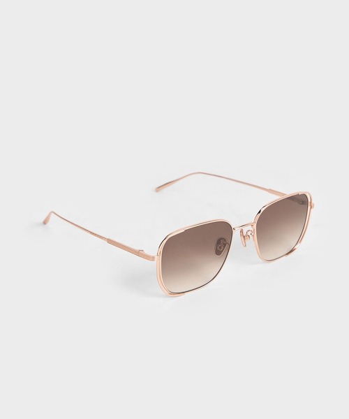 CHARLES ＆ KEITH サングラス メタリックリム レクタングル