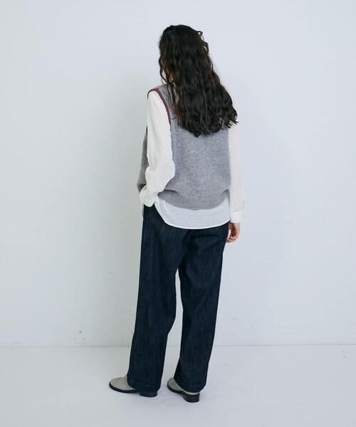 ベスト ジレ ウールラーベン柄パッチワークベスト レディース conges payes ADIEU TRISTESSE ベスト ジレ ウールラーベン柄
