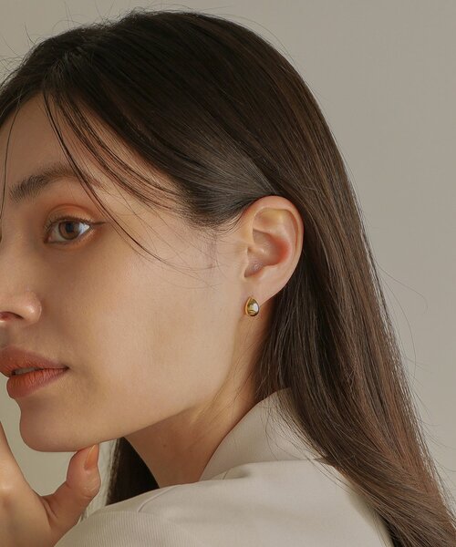 COCOSHNIK ピアス K18ペアシェイプフープ ワンタッチピアス