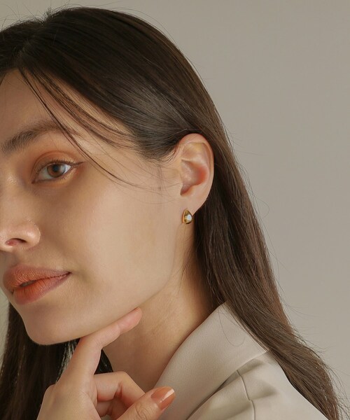 COCOSHNIK ピアス K18ペアシェイプフープ ワンタッチピアス