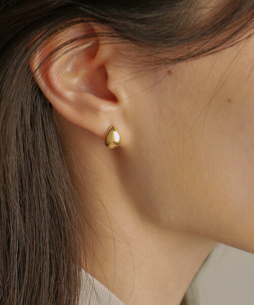 COCOSHNIK ゴールド ピアス COCOSHNIK ピアス K18ペアシェイプフープ ワンタッチピアス