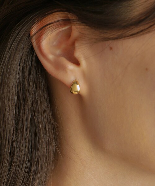COCOSHNIK ピアス K18ペアシェイプフープ ワンタッチピアス