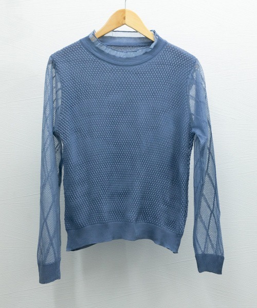 シースルー袖ニット 異素材ニットトップス miniministore ニット セーター シースルー袖ニット 異素材