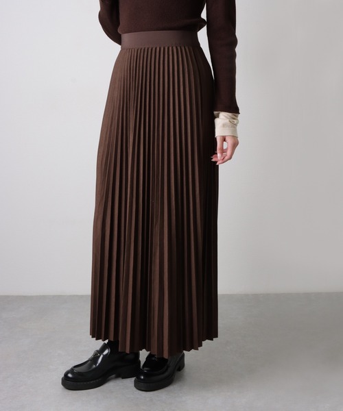 スカート pleated elastic waist long skirt /プリーツ ウエストゴム