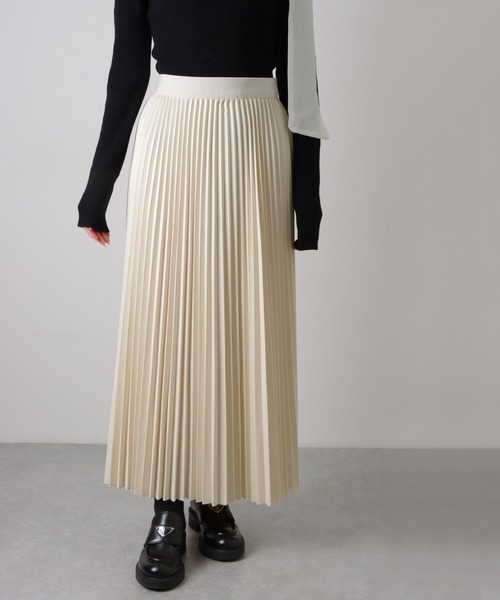 スカート pleated elastic waist long skirt /プリーツ ウエストゴム