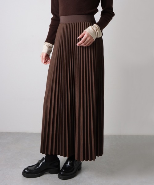 ロング スカート pleated elastic waist long skirt /プリーツ