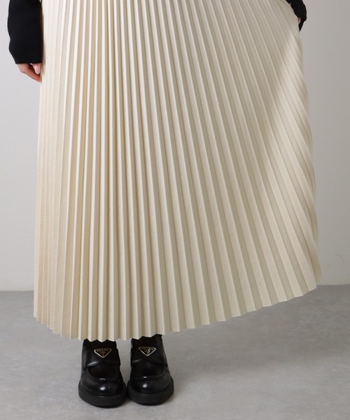 スカート pleated elastic waist long skirt /プリーツ ウエストゴム