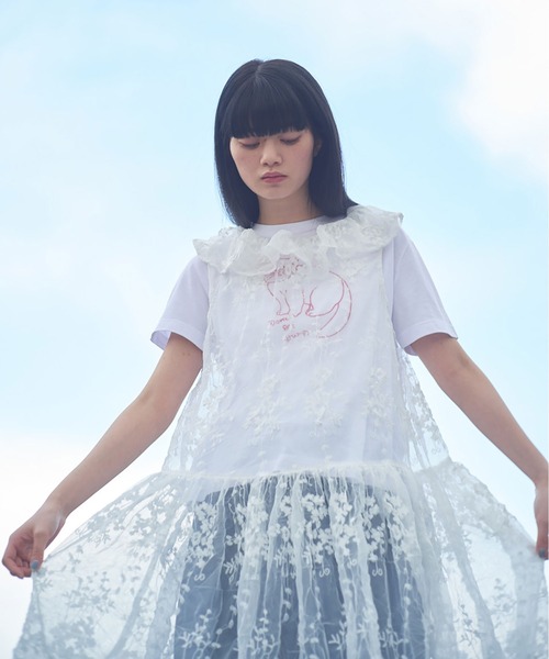 bulle de savon ブラウス シャツ tulle 刺繍 tunic レディース