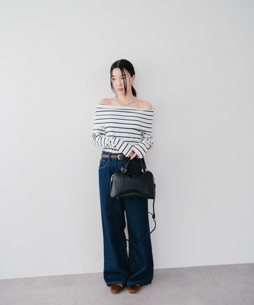 DRWCYS tシャツ ボーダーオフショルカットトップス レディース