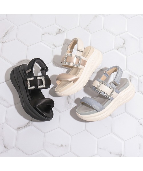 diana 「+diana」 フラットサンダル 23.5cm ブラック レディース