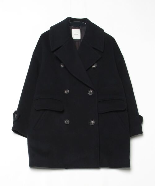 ebure スーパー100sビーバーメルトン ピーコート 36 ネイビー