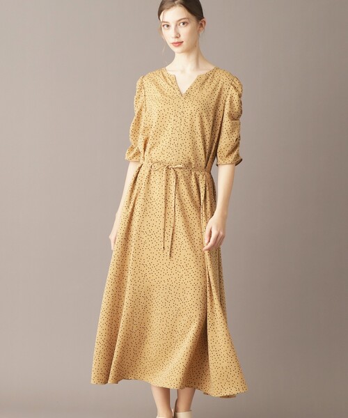 【新品未使用】robelite&CO. バックサテンハーフスリーブワンピース DRESSTERIOR ワンピース 「ポケット付き/ドット柄」ドットハーフ