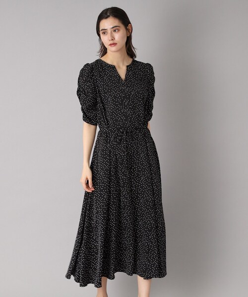 【新品未使用】ハーフスリーブドットワンピース DRESSTERIOR｜【ポケット付き/ドット柄】ドットハーフスリーブ