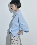 ブラウス シャツ 半袖 タックハーフスリーブサ...の詳細画像2