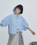 ブラウス シャツ 半袖 タックハーフスリーブサ...の詳細画像4