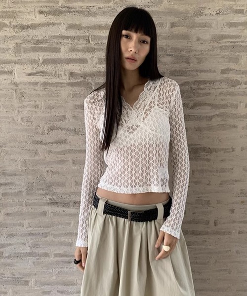 LONSLAN シアー総レーストップス LONSLAN】シアー総レーストップス LONW25s023-ファッション通販