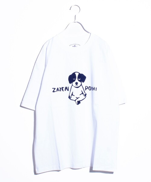 ぽち様 Tシャツ 白、ブラウンC ぽち様 Tシャツ 白、ブラウンC