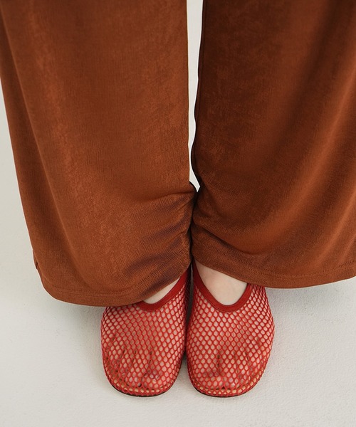 【未使用品】CLANE メッシュ フラットシューズ 赤 38 CLANE（クラネ） パンプス MESH OBLIQUE TOE FLAT SHOES : ZOZOTOWN