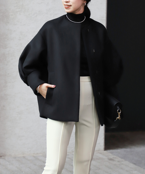 VERMEIL par iena ヴェルメイユパーイエナ ブラック ノーカラー VERMEIL par iena/ヴェルメイユ パー イエナ】ノーカラーコート入荷