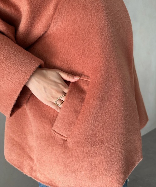 DouDou（ドゥドゥ） ノーカラージャケット FREE サーモンピンク