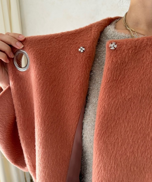 DouDou（ドゥドゥ） ノーカラージャケット FREE サーモンピンク