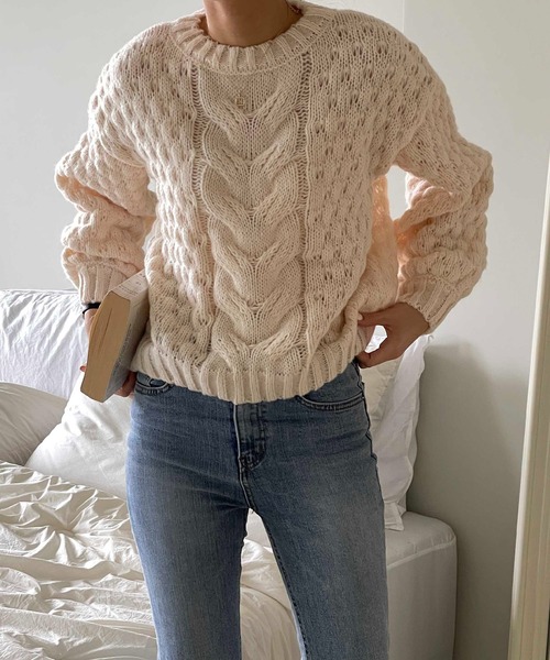 「VitaFelice」 「aroco」長袖ニット FREE アイボリー レディース_画像5