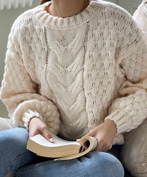 「VitaFelice」 「aroco」長袖ニット FREE アイボリー レディース_画像6