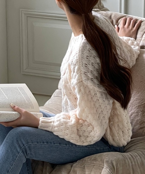 「VitaFelice」 「aroco」長袖ニット FREE アイボリー レディース_画像9