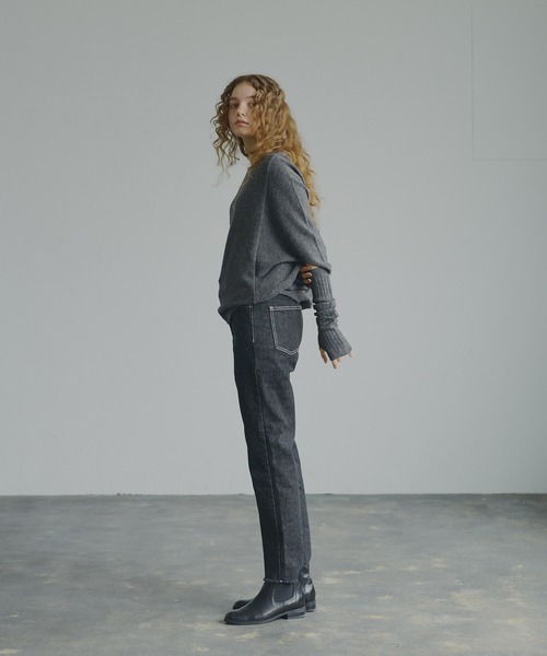 「PUAL CE CIN」 ドルマンスリーブニット FREE チャコールグレー レディース_画像3